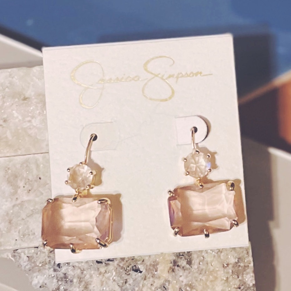 Jessica Simpson Mixed Stone Double Drop Earrings